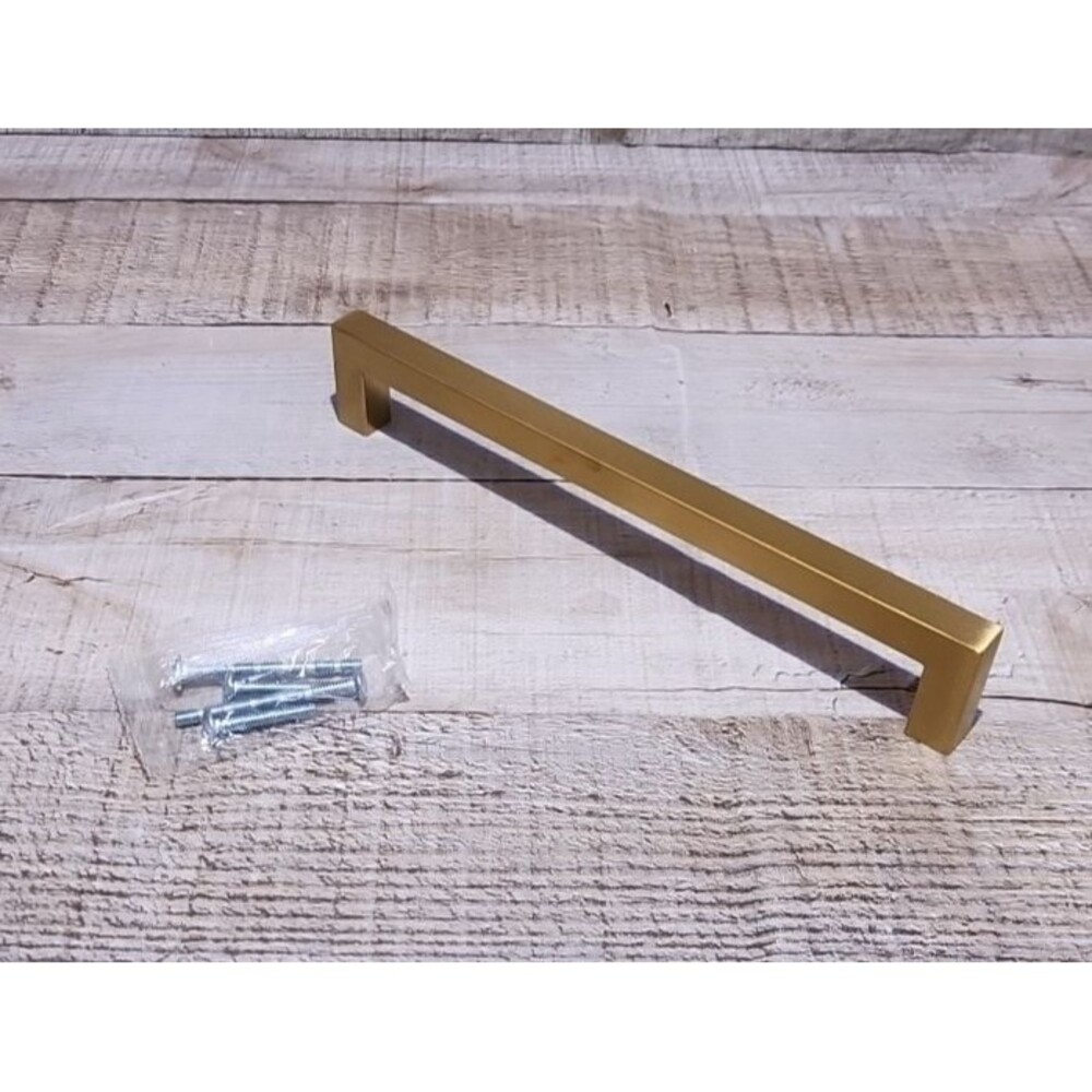 Modern Gold Cabinet Pulls Brushed Brass Drawer Handles 7-1/2” Center 25 Pack